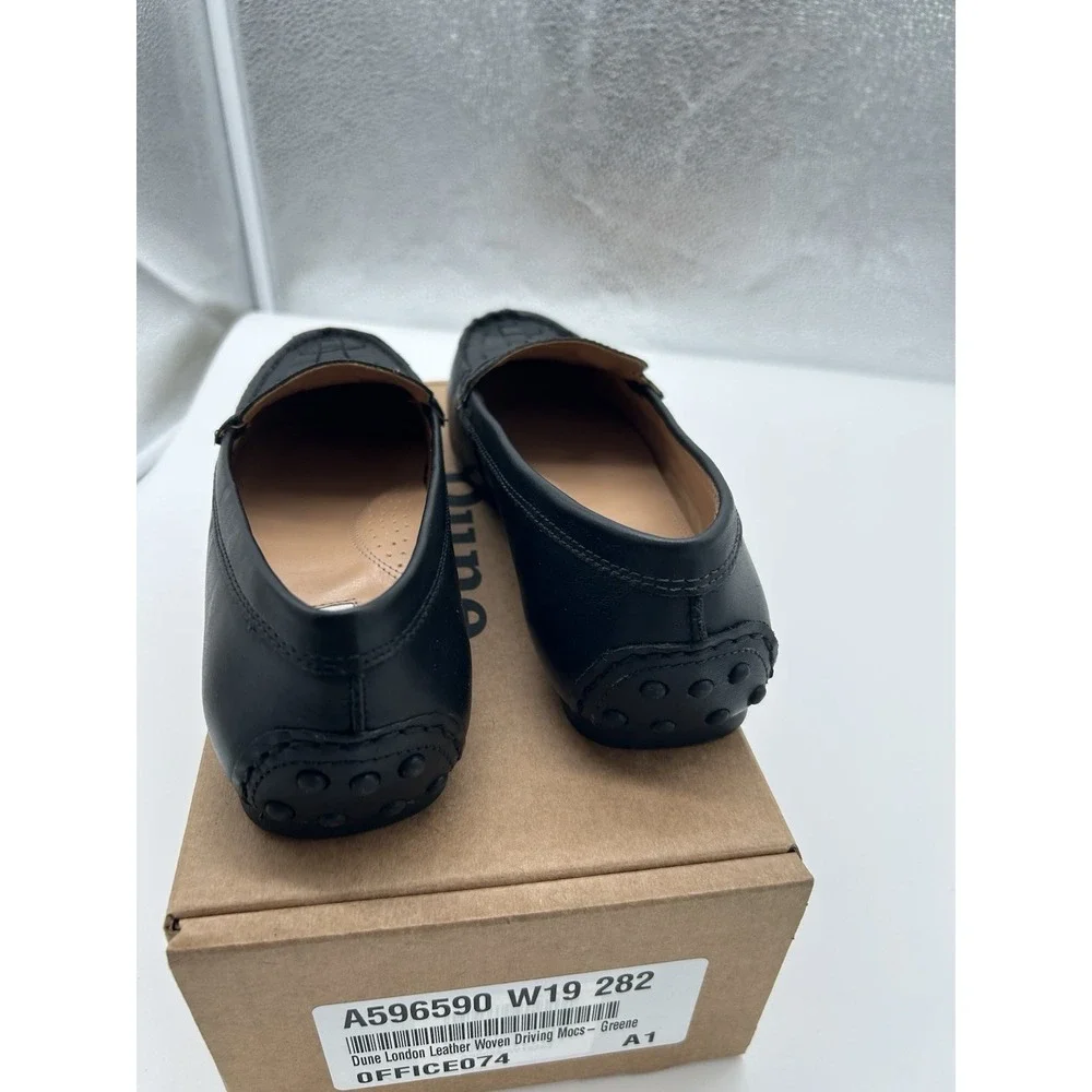 New Dune London Greene Woven Leather Slip On Driving Loafers‎ Mocs Black Size 8